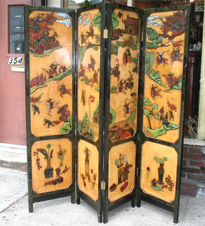 Chinese Four Panel Screen