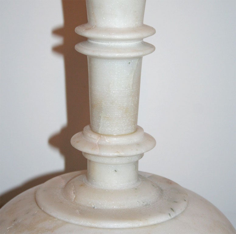 White Marble Fluted Neck Vessel with Cap 2