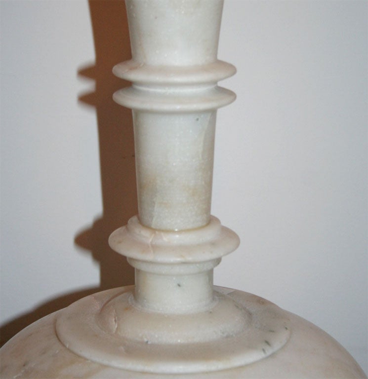 White Marble Fluted Neck Vessel with Cap 3