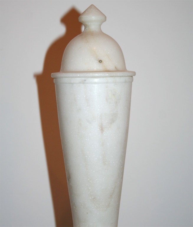 White Marble Fluted Neck Vessel with Cap 4