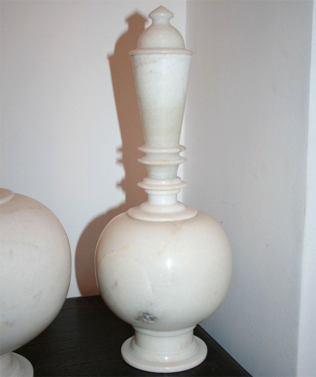 White Marble Fluted Neck Vessel with Cap 5