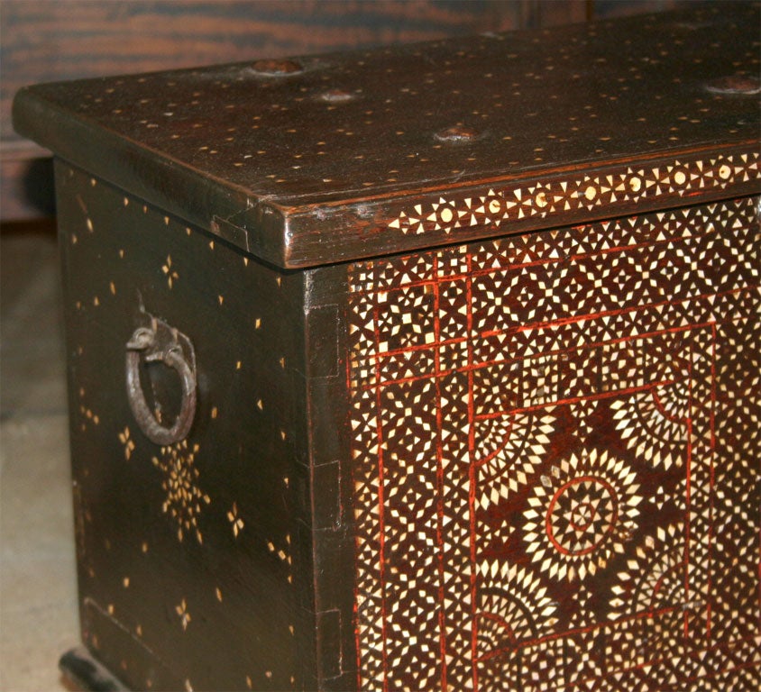 Inlay A  west Java Dowry Chest with inlay & metal studs.
