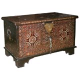 Vintage A  west Java Dowry Chest with inlay & metal studs.