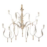 Carved Painted Wood Chandelier