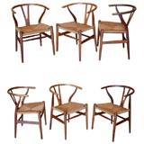 Hans Wegner Fine & Rare Set of 6 Teak Chairs