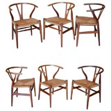 Hans Wegner Fine & Rare Set of 6 Teak Chairs