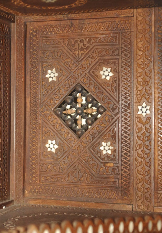 Mother-of-Pearl Syrian or Moroccan Arabesque Style Corner Cabinet