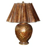 Art Deco Style Metal Clad Pottery Lamp