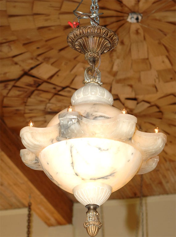 Very Unusual Alabaster Ceiling Fixture