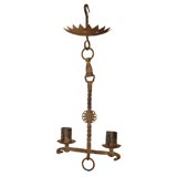 French Provincial Wrought-Iron Two-Light Hanging Lamp