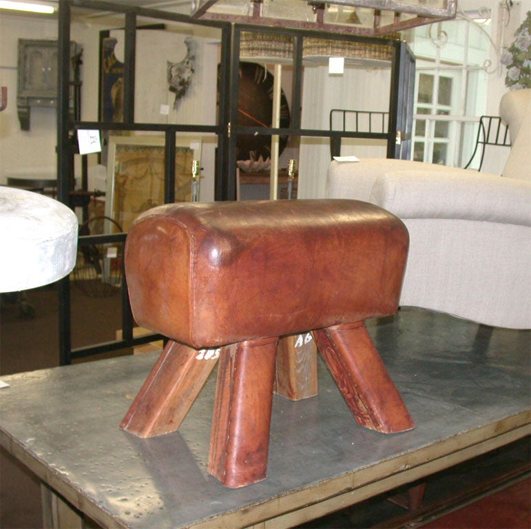 European gym pommle horse with original leather.