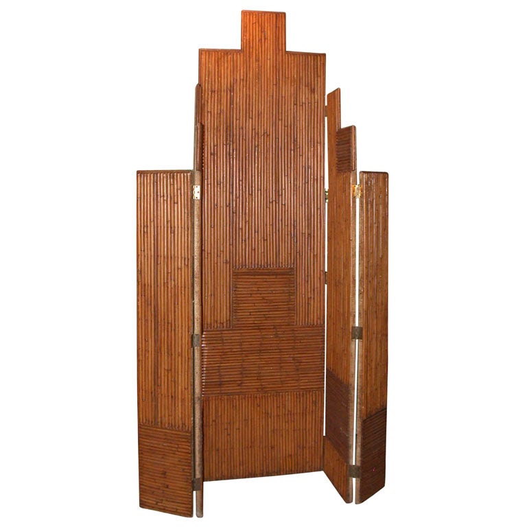 SPLIT REED DECO SCREEN at 1stDibs