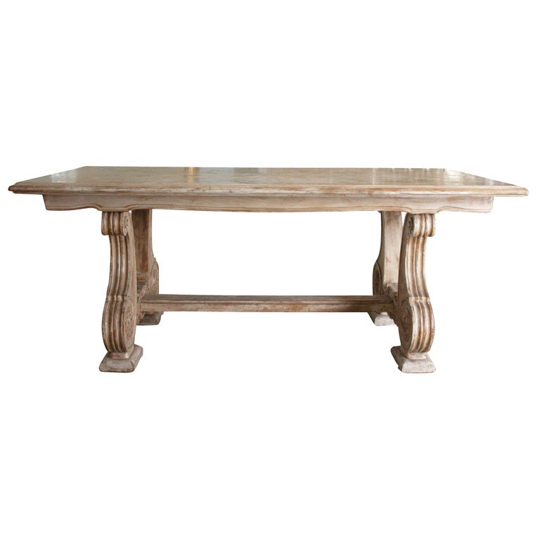 "Pickled" Oak Dining Table with Leaf