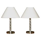 Twisted glass column lamp on chrome base