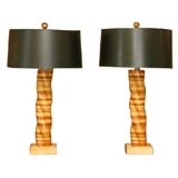 Pair of specimen wood table lamps