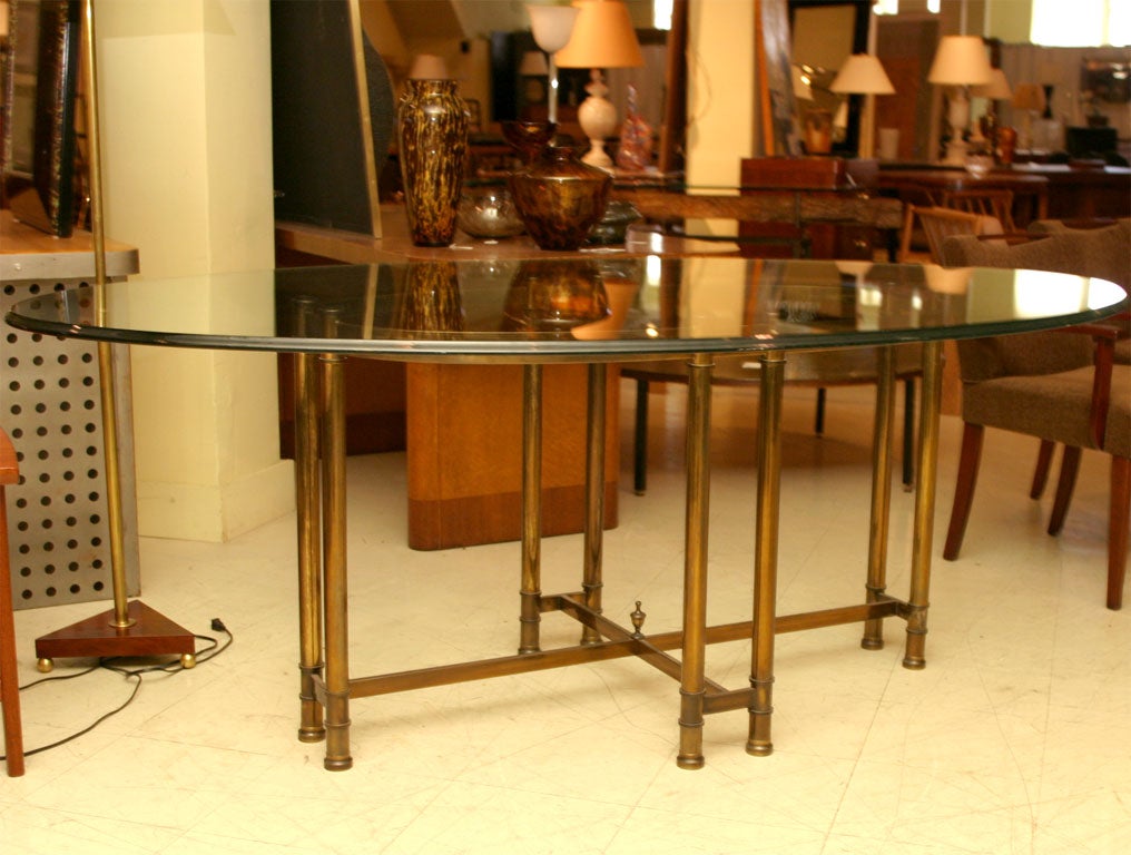 Oval glass top table