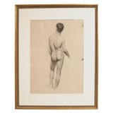 STUDIO PENCIL DRAWING OF A MALE NUDE FIGURE