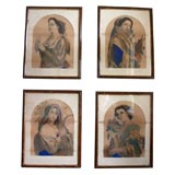 4 old prints depicting the seasons