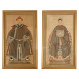 Pair Chinese Ancestor Portraits