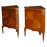 Pair of Transition-Louis XVI Style Corner Cabinets