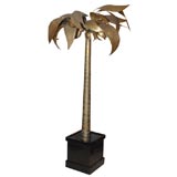 Unique Patinated Brass Palm Tree Motif Lamp