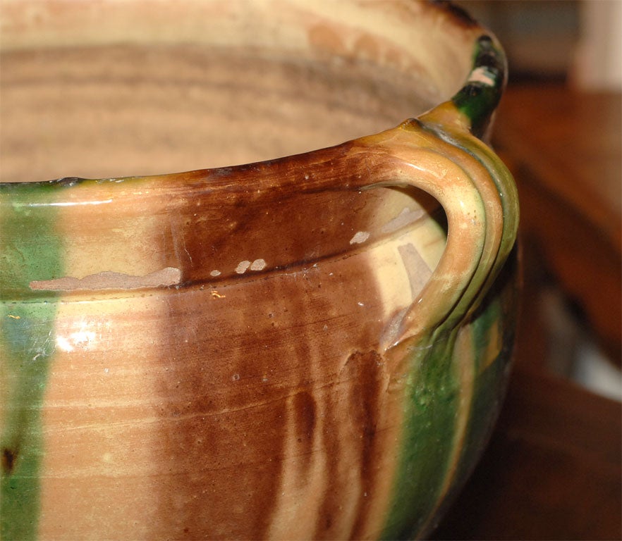 19th Century Pair of Glazed Terra-Cotta Urns