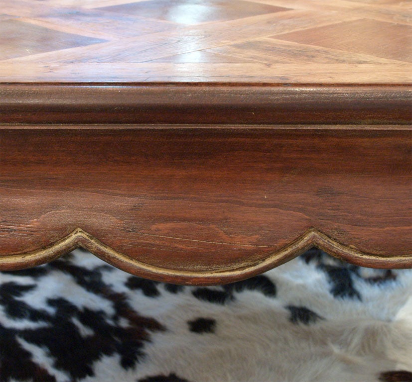 Italian Tuscan coffee table with antique parquet top