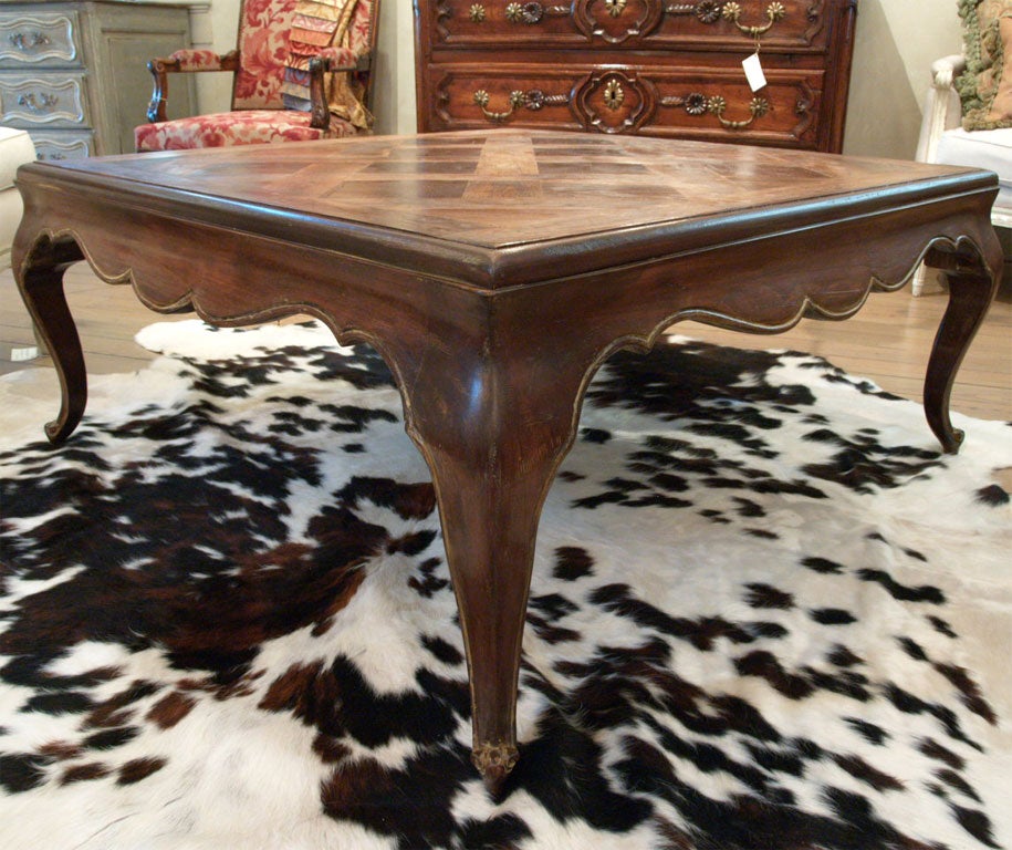 Tuscan coffee table with antique parquet top 2