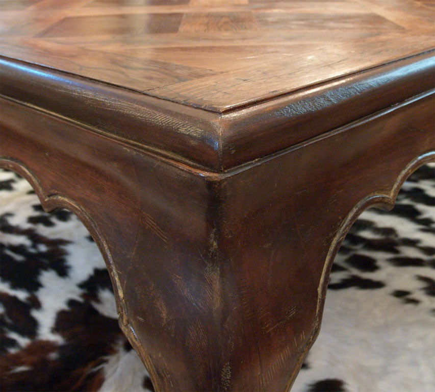 Tuscan coffee table with antique parquet top 3