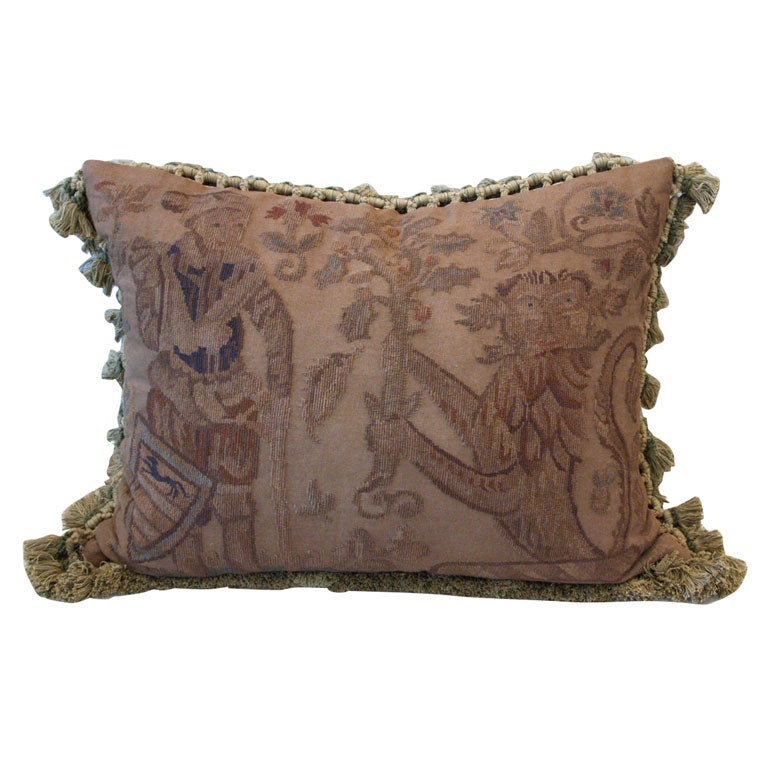 Elizabethan Figure & Lion Aubusson Pillow