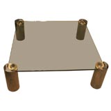 Signed Karl Springer Bronze and Brass Cocktail Table