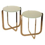 Pair of Round Nickel Silver and Glass End Tables  SALE 25% OFF