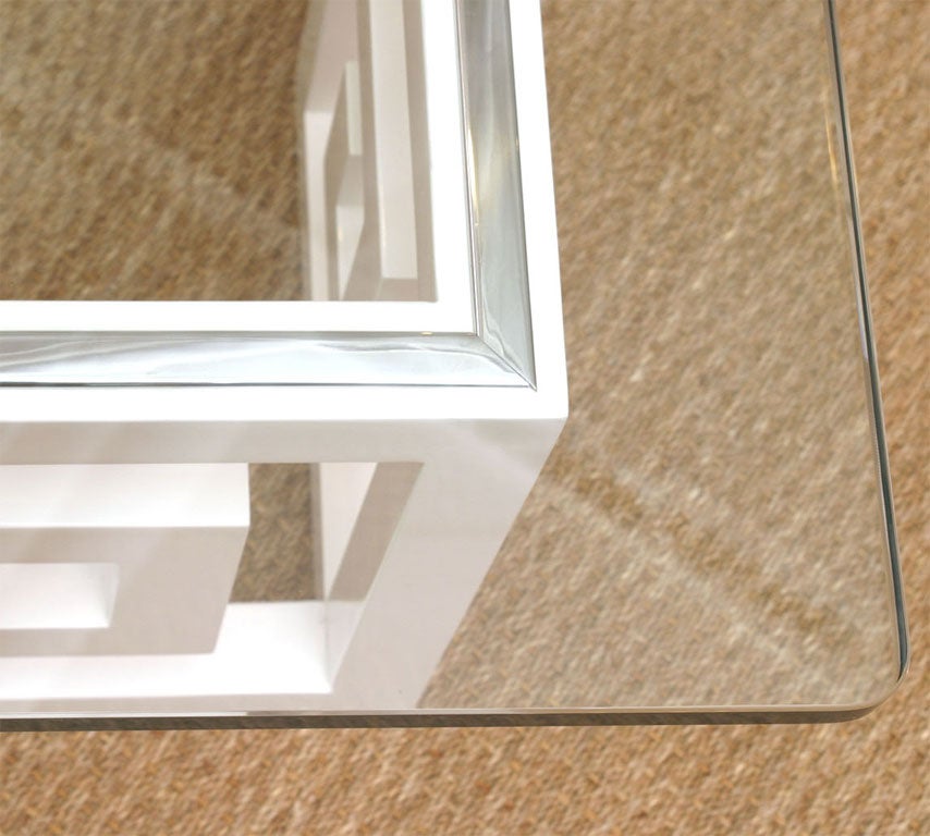 American Greek Key Cocktail Table with Glass Top SALE 20% OFF