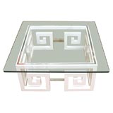 Greek Key Cocktail Table with Glass Top SALE 20% OFF