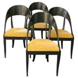 Set of Four Klismos Style Ebonized Chairs
