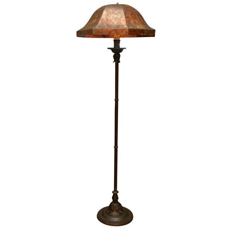Floor Lamp with Octagonal Mica Shade at 1stDibs | mica floor lamp