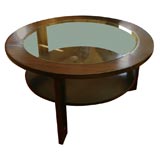 1940s Round Coffee Table with Inset Glass
