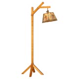 Antique Birdseye Maple Floor Lamp with screen shade