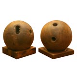 Pair of Wooden Lawn Bowling Balls