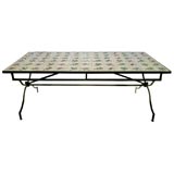 Tiletop French outdoor table with iron base