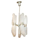 1970s Italian Chandelier  in milk glass and aluminum