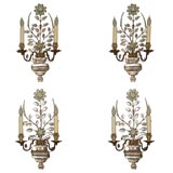 Four French Crystal Sconces