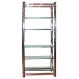 Pair of Chrome and Brass Shelf Units