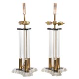BRASS AND LUCITE TABLE LAMPS