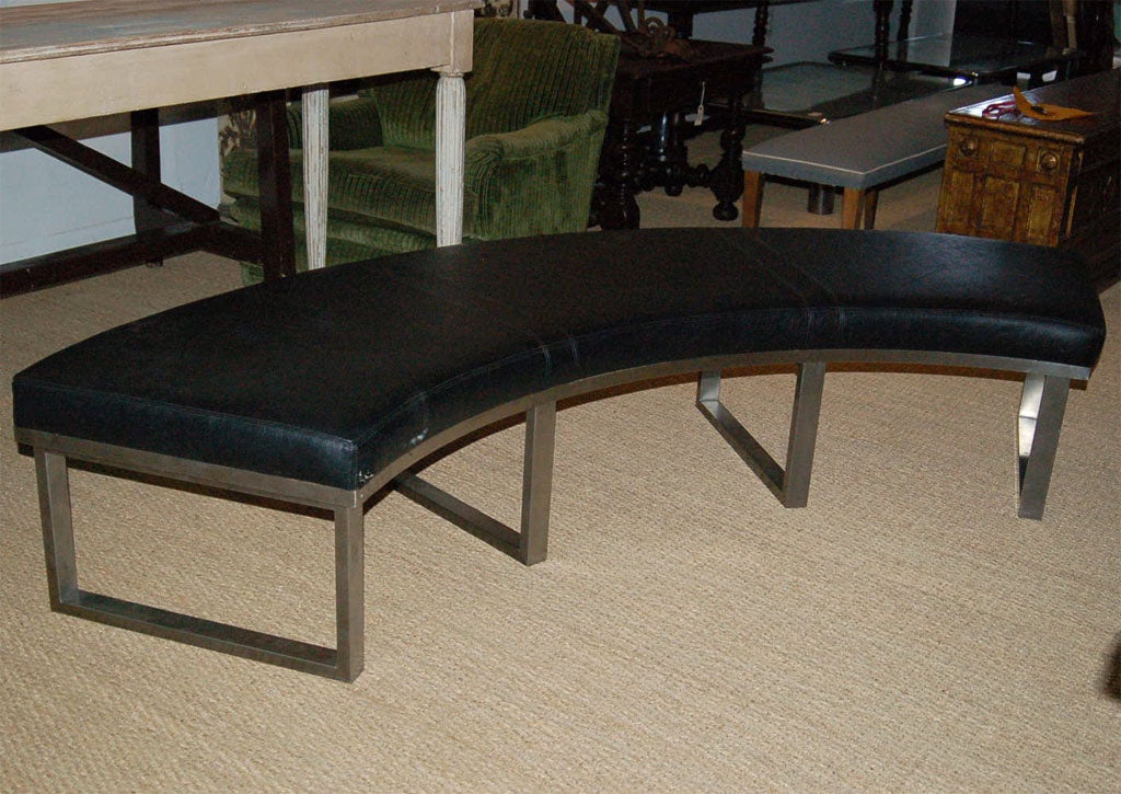 Chrome base with leather upholstered top