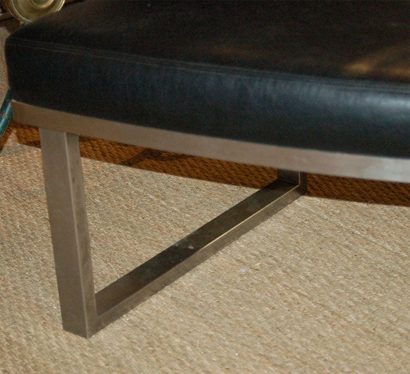 Curved Leather and Chrome Bench 5