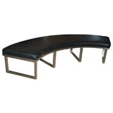 Curved Leather and Chrome Bench