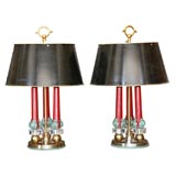Pair of great French 40's bouillotte lamps