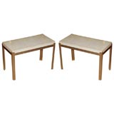 Pair of  ivory lacquer sofa side tables or coffee table