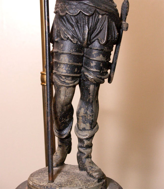 20th Century Lamp  with iron soldier figure base